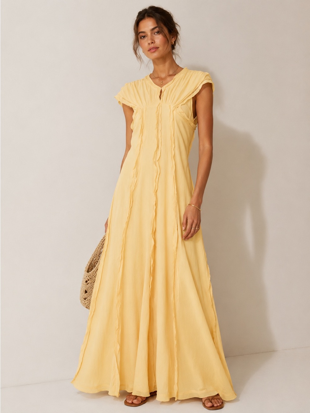 H&M Studio Collection Yellow Ruffled Maxi Dress - Picture 3 of 10